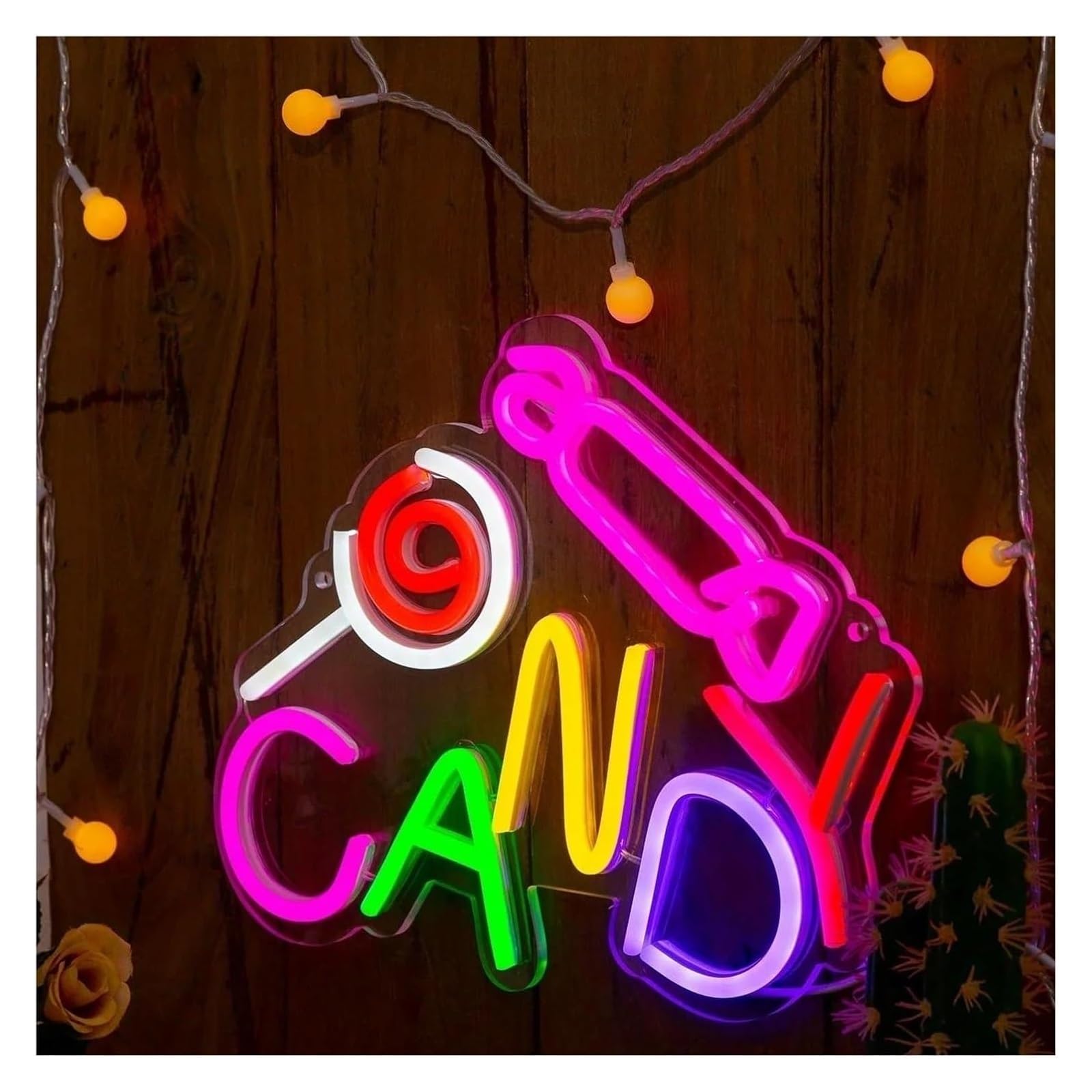 Decorazione luminosa al neon a forma di caramella LED per insegne