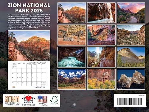 Miniatura 2 de Calendario mensual de pared 2025 del parque nacional Zion, 12 meses, fabricado en los Estados Unidos