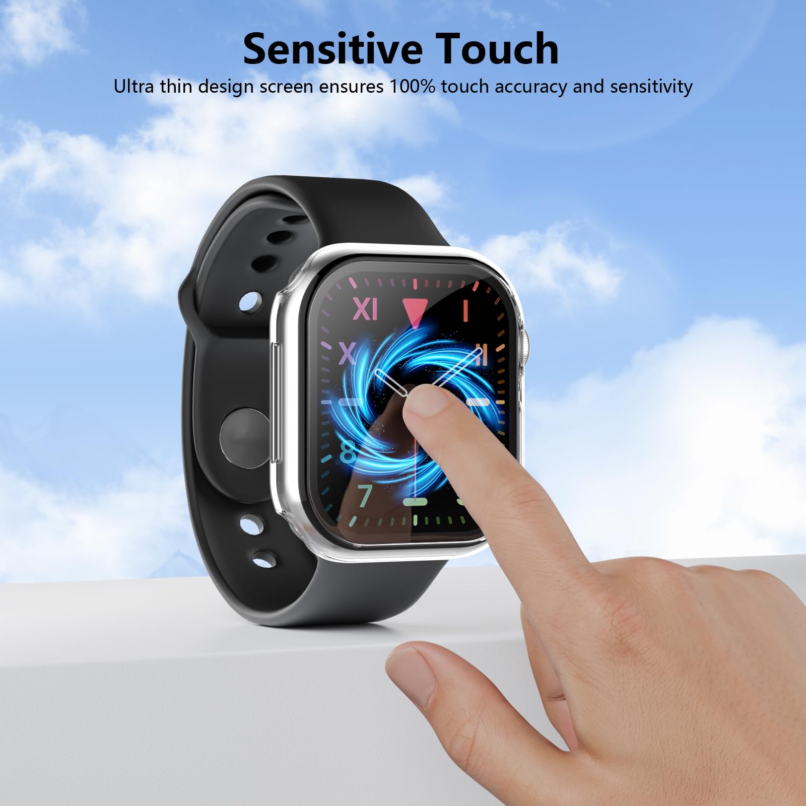 AOTUAO 4 Pezzi Cover Compatibile con Apple Watch Series 10 42mm con Vetro Temperato, iWatch Case Protettore Schermo e Protettiva Custodia per Apple Watch Series 10 42mm (4 Trasparente)