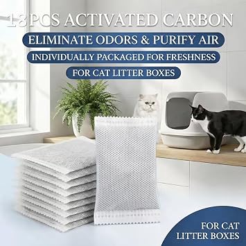 18 Pack Universal Odor Eliminator for Hooded Cat Litter Box,Cat Litter Box Filter,Odor Eliminator for Hooded Cat Litter Tray,Natural Activated Charcoal Filters Refills, Cat Toilet Odor Control