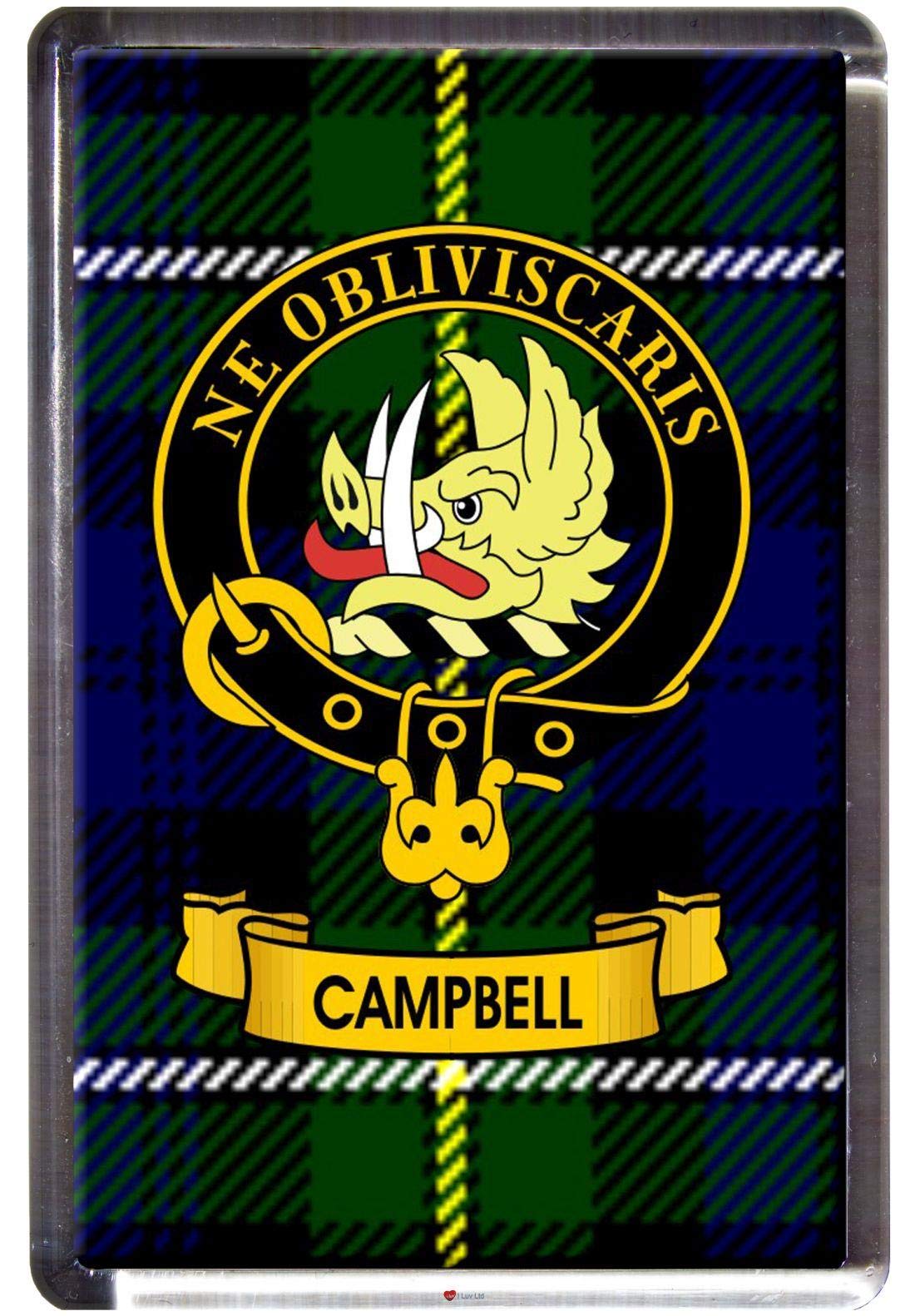 I LUV LTDCampbell Clan Tartan Fridge Magnet with Scottish Clan Crest on Clear Acrylic Base