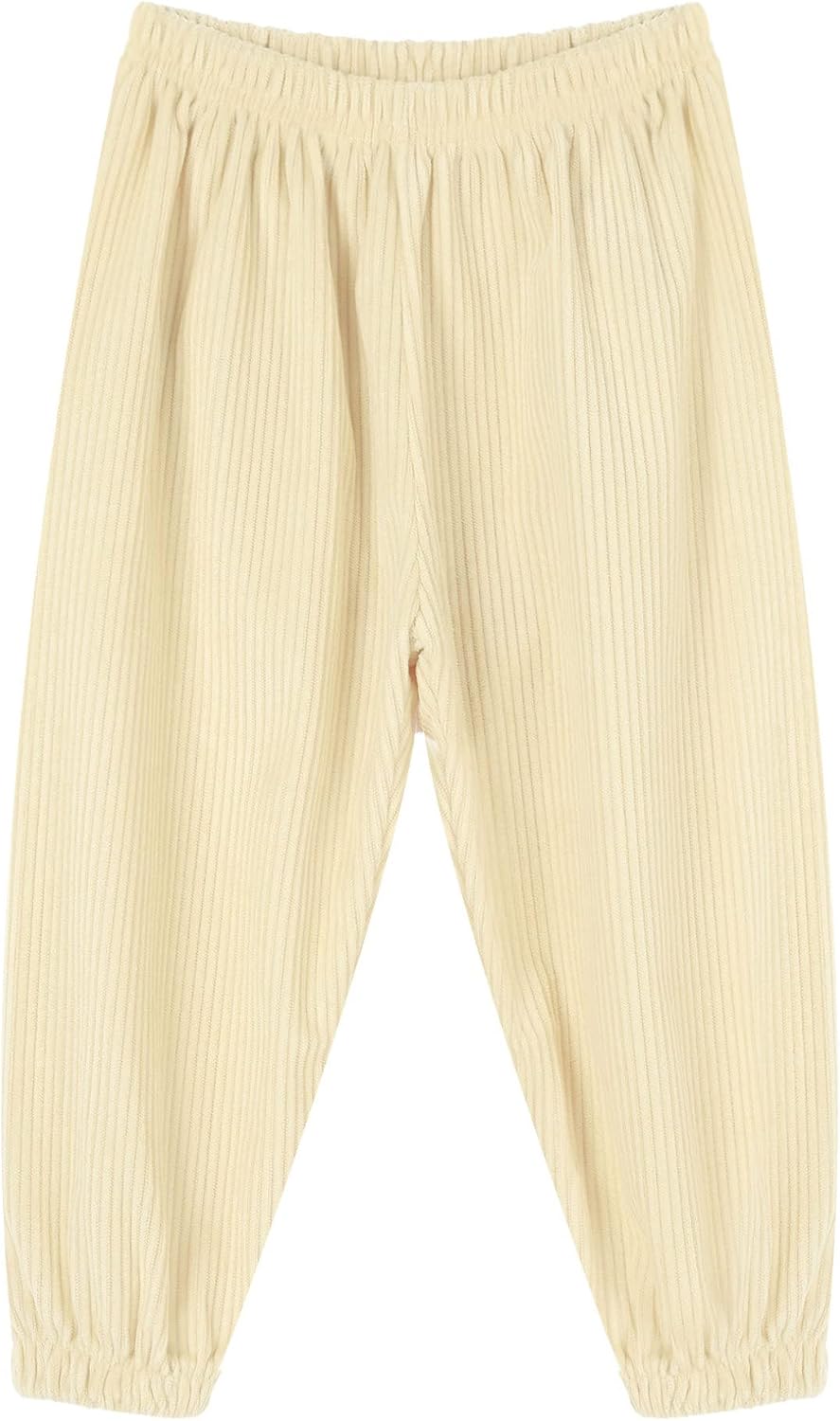 Freebily Toddler Kids Girls Casual Corduroy Pants Cute Cartoon Print Elastic Waist Trousers Outfits