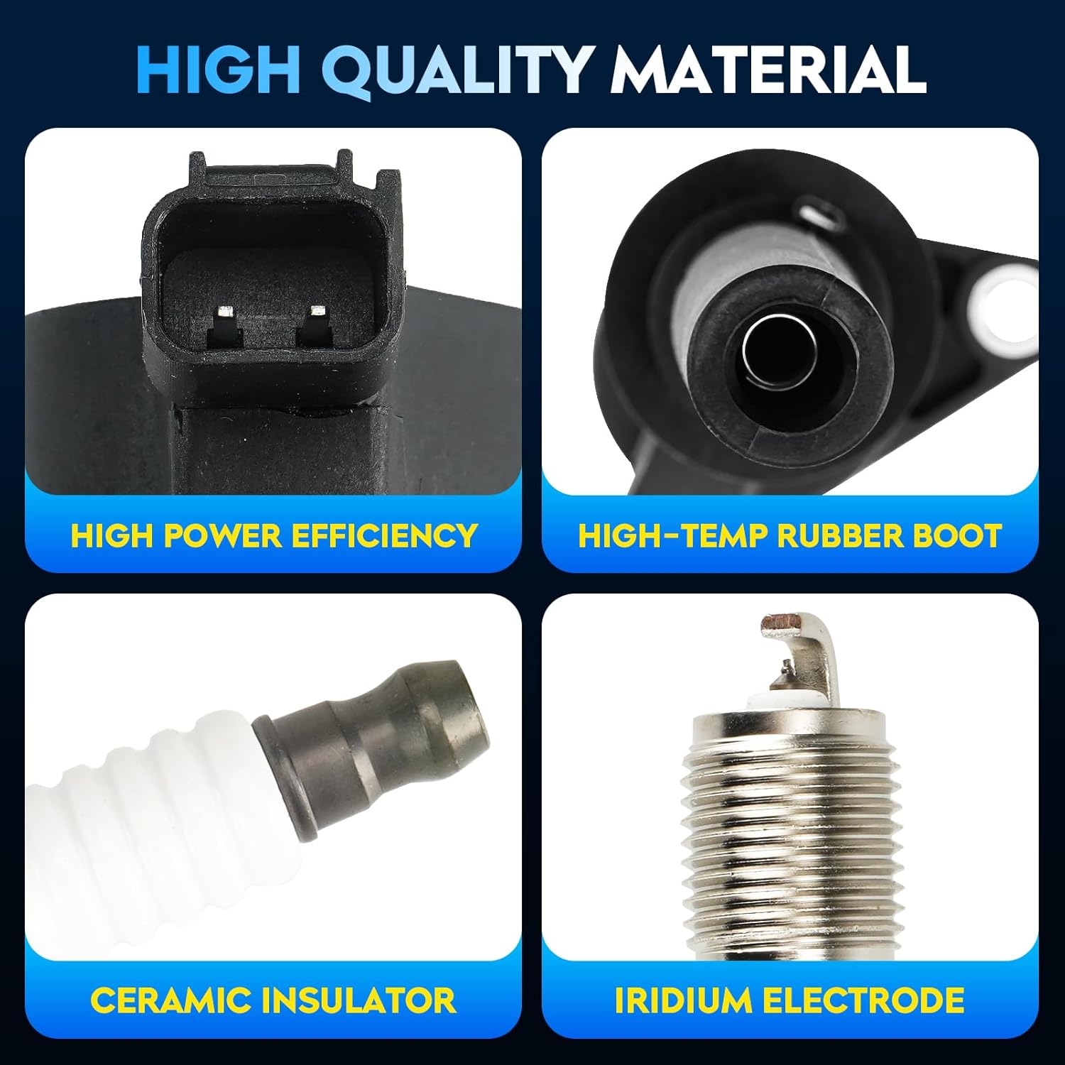 Ignition Coil Pack + Iridium Spark Plugs for Ford Escape 01-08, Taurus 01-04, Five Hundred, Freestyle, for Mazda Tribute 01-09, for Mercury Mariner Montego Sable, 3.0L V6, Replaces FD502 DG500, 6 Sets