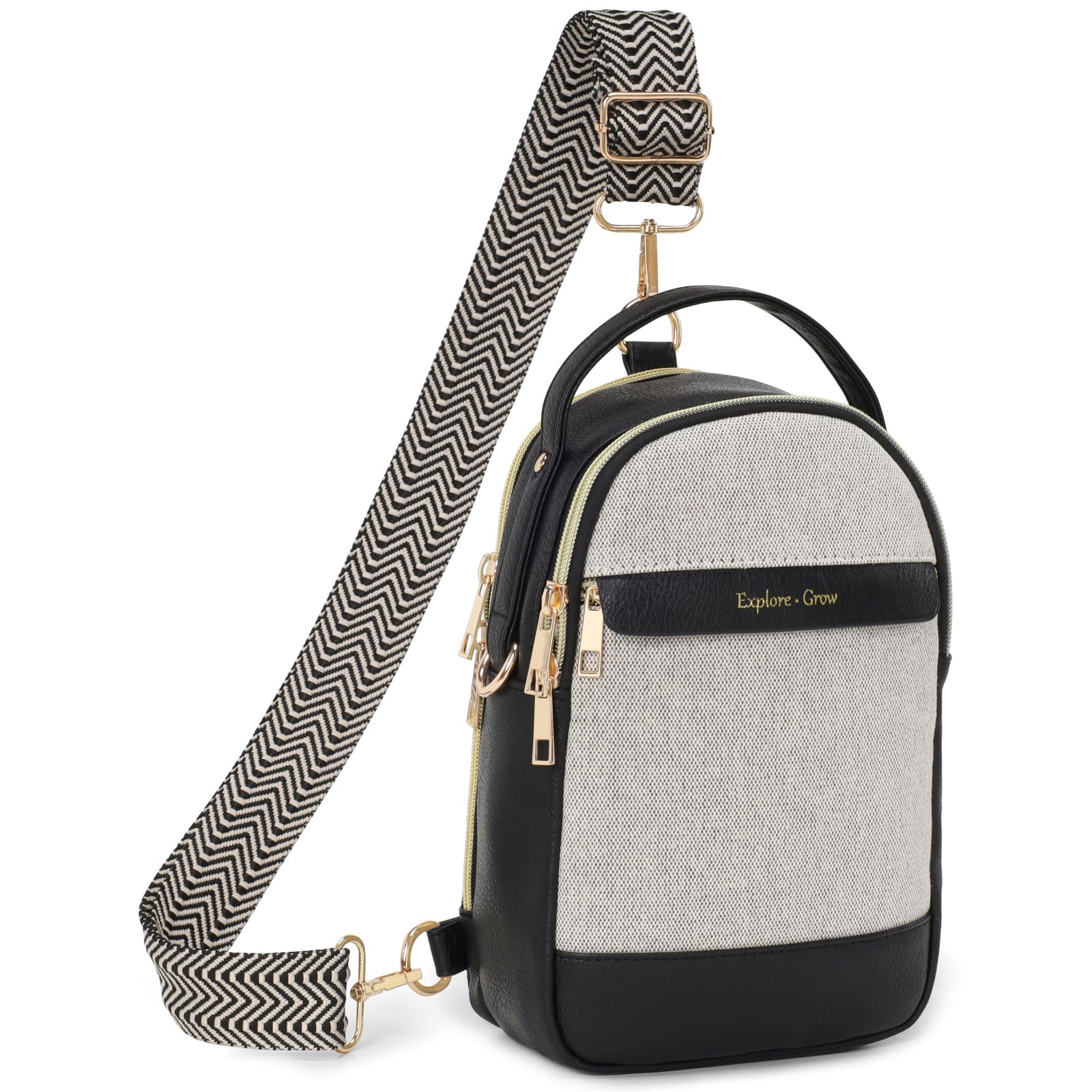 Packism Compact Sling Bag for Women Christmas Gift with Box and Message Card Canvas PU Leather Crossbody Pack