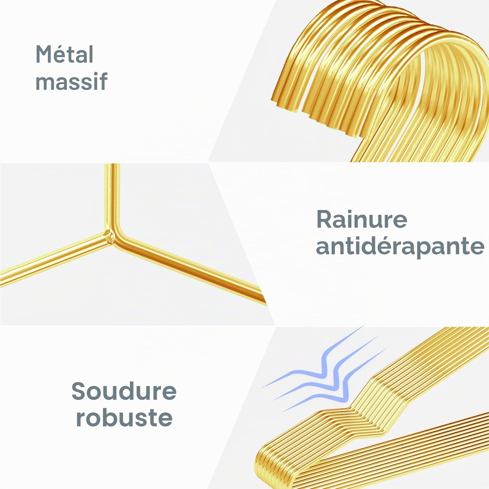 SPECILITE Lot de 30 Cintres Dorés en Métal Robuste, Cintres Metal Dore | Encoches, Manteaux, Chemises, Costumes, Pantalons