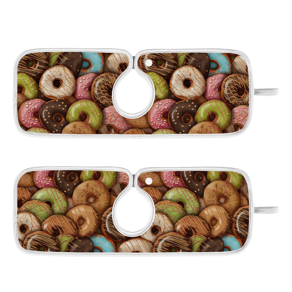 FULUHUAPIN 2 Pack Donuts Kitchen Faucet Splash Catcher Absorbent Mat, Polyester Sponges Machine Washable Quick Dry Drying Mat, Sink Accessories 14'' x 5'' 20323812