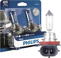 Philips Automotive Lighting Lâmpada de farol H11 Vision Upgrade com até 30% mais visão, pacote com 2, 12362PRB2, branco