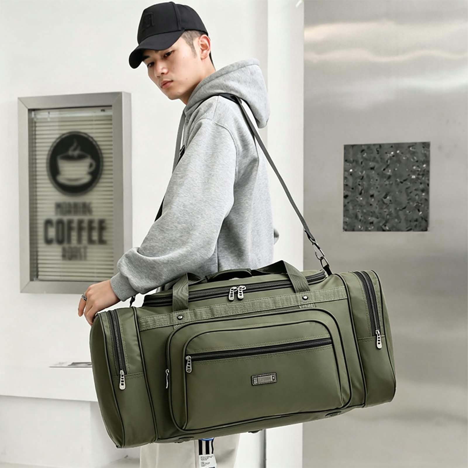 40L/70L Borsone Da Viaggio Borsone Palestra Borsa Sport Gym Travel Duffel Bag Borse Sportive Fitness Mare Cabin Bagaglio A Mano Impermeabile Grande Pieghevole con Scomparto Scarpe (Verde, Piccolo)