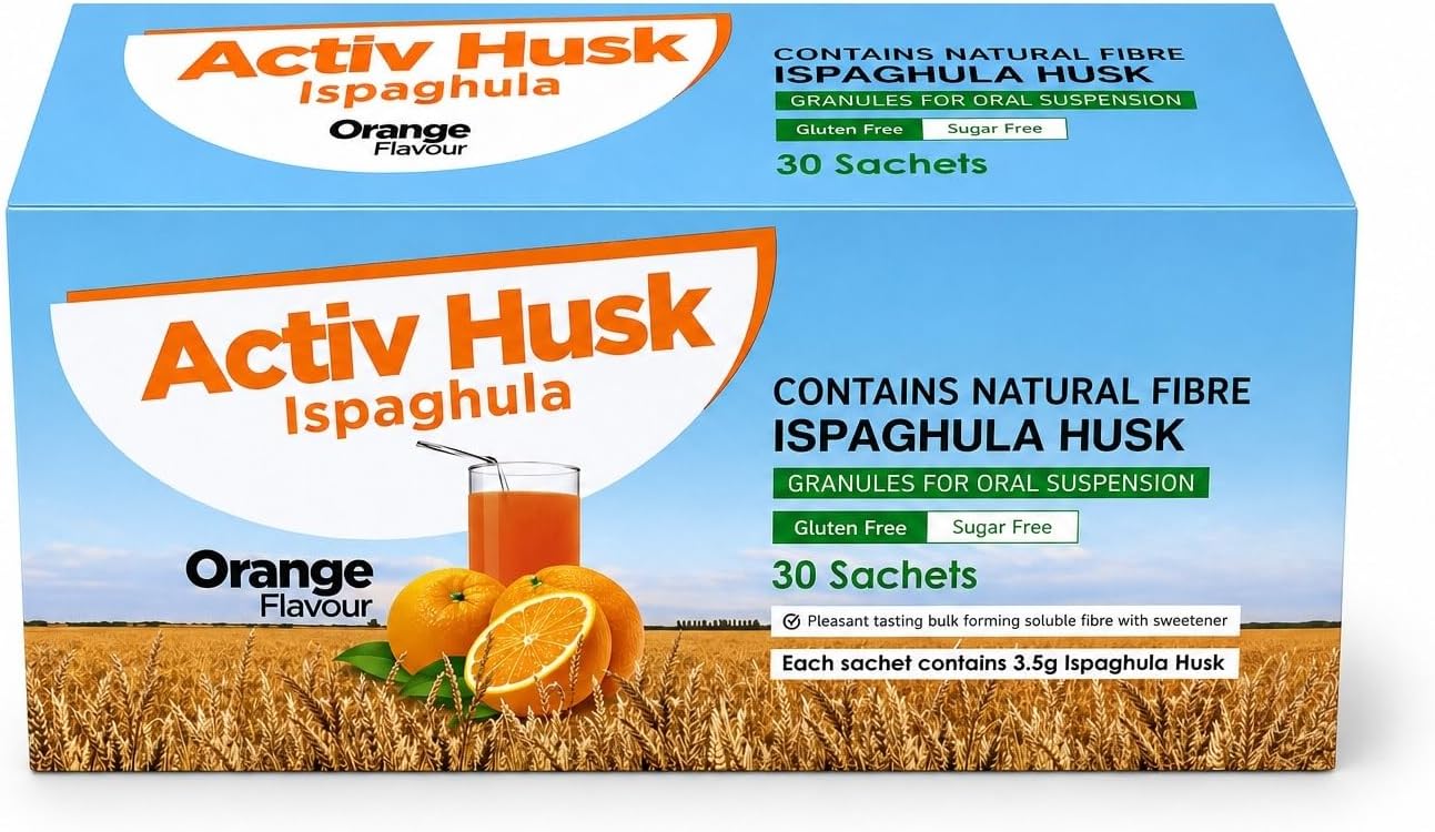 – Activ Husk Ispaghula Husk Orange Drink Sachets | Contains Natural Fibre | Pack of 30