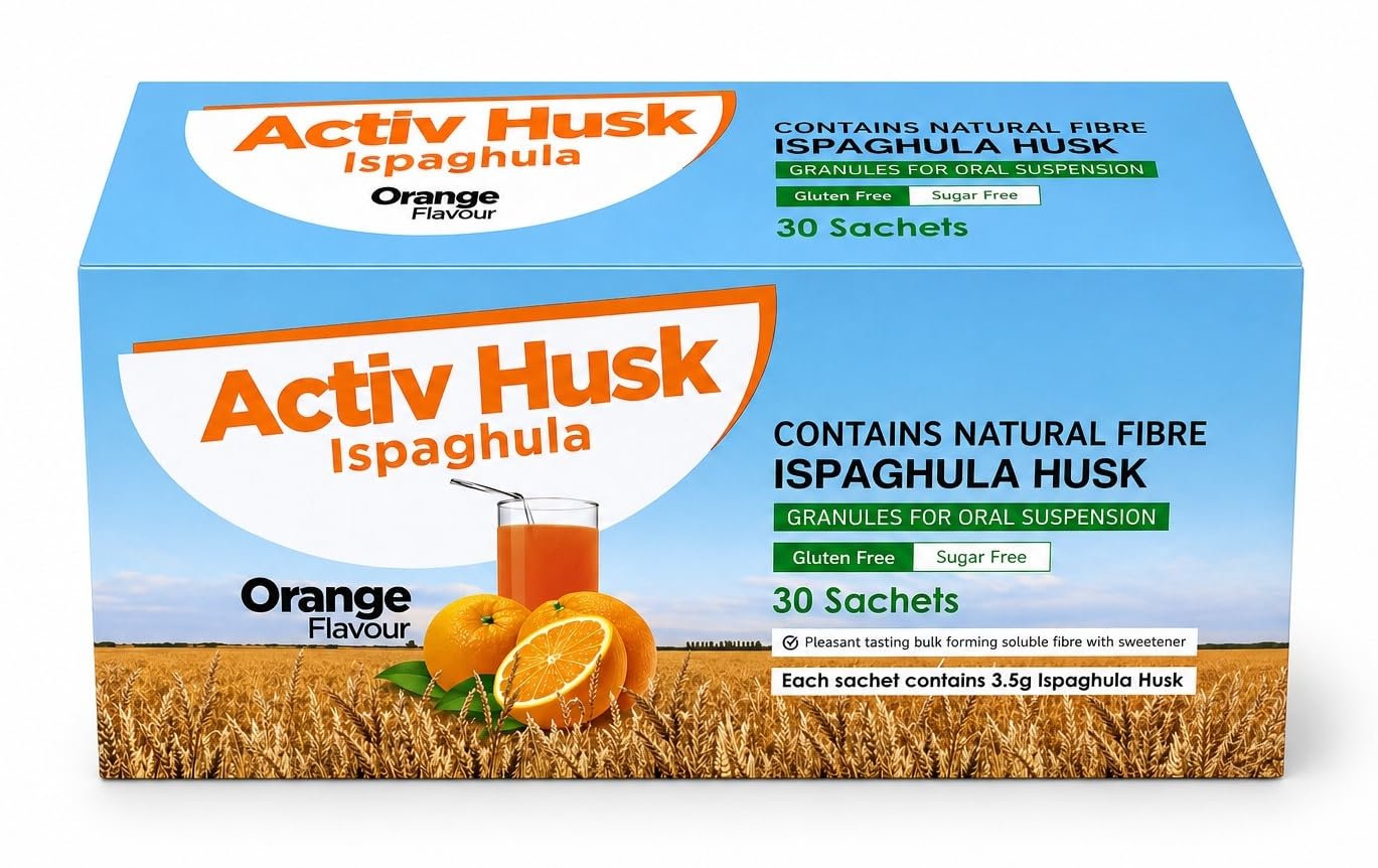 Activ Husk Ispaghula Husk Orange Drink Sachets | Contains Natural Fibre | Pack of 30