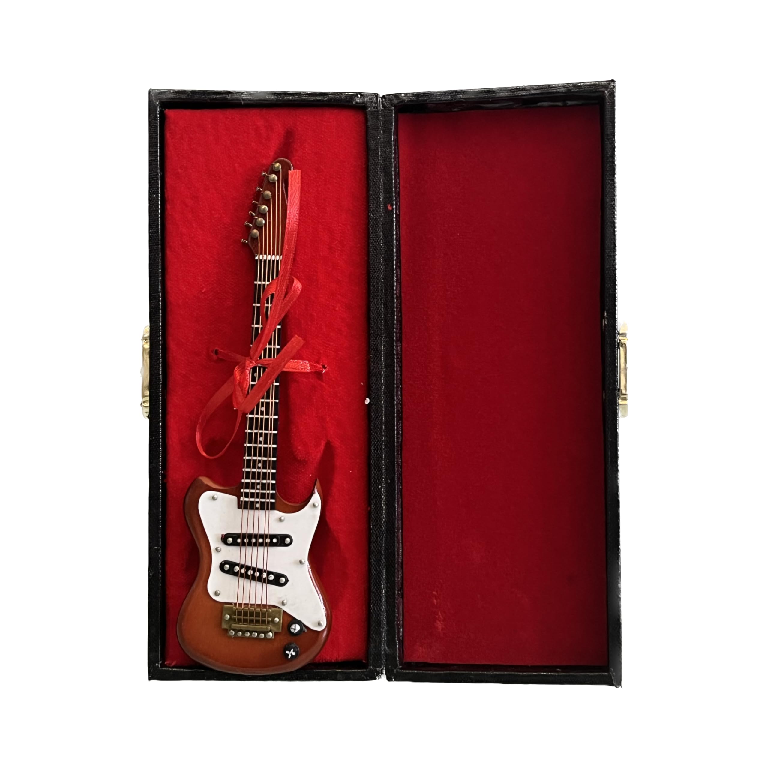 ALANO mini guitarra eléctrica marrón modelo guitarra eléctrica de madera 15 cm árbol de Navidad en miniatura adorno colgante instrumento musical copia regalo decoración de Navidad decoración de fiesta