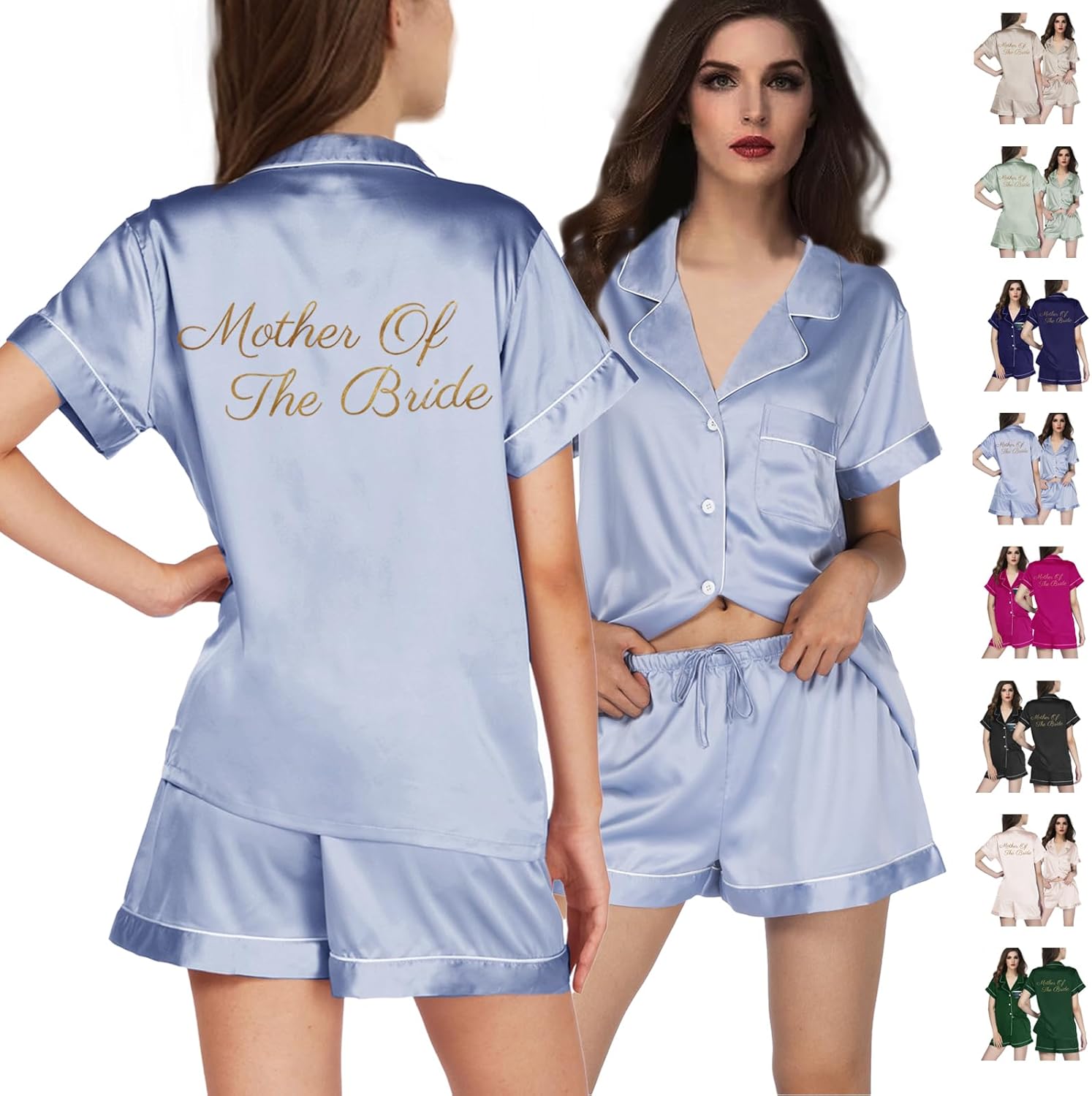 Womens Floral Bridesmaid Pajamas 2Pcs Bride Silk Pajama Set For Bridal Party Gifts Soft Satin Pj Sets Silky Pjs - Image 5