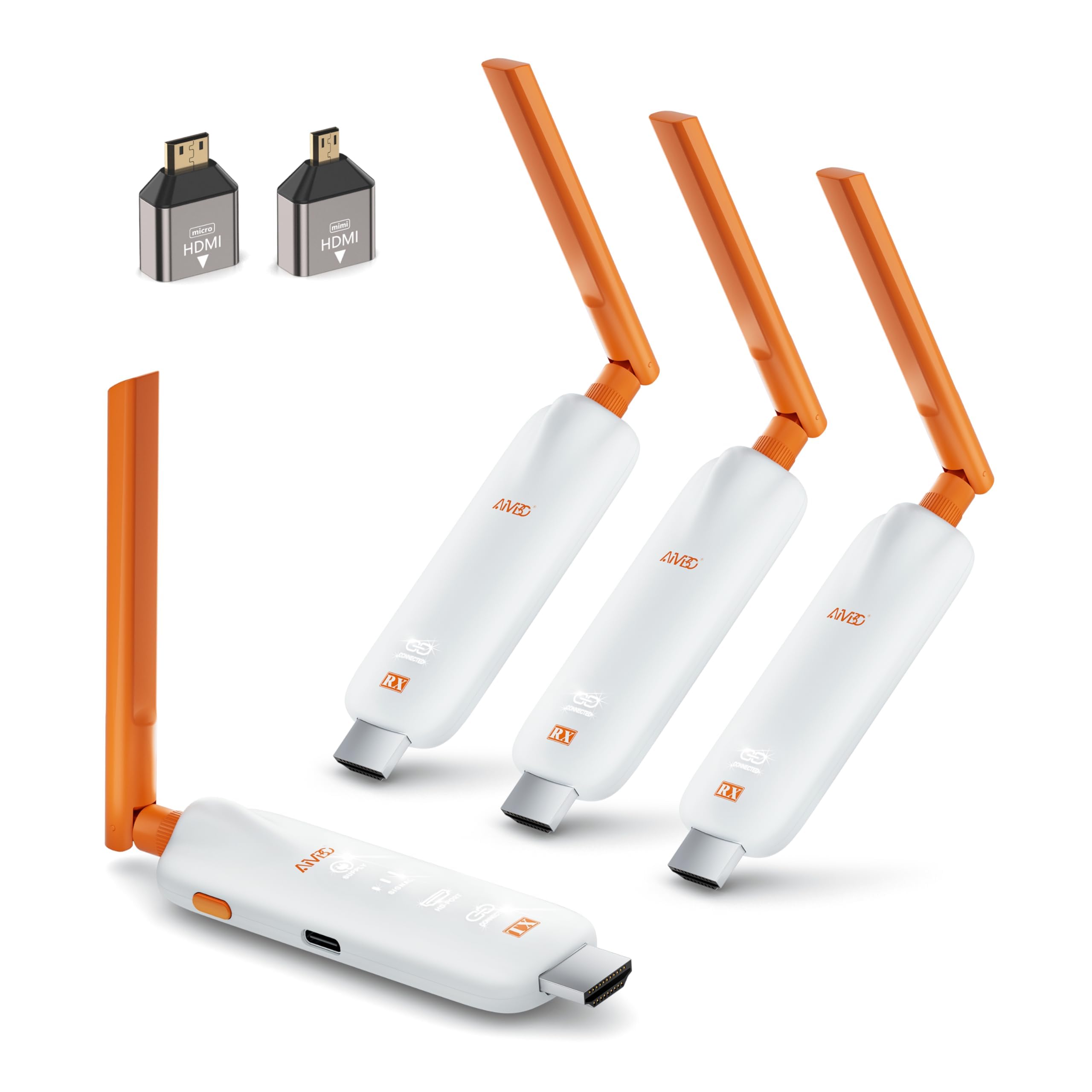 2026 Wireless HDMI Transmitter and 3 Receivers - Bis zu 6 RXs, TIMBOOTECH Drahtlos Sender 3 Empfänger 5G UHD, HDMI Funkübertragung Audio Video von Laptop/TV Box/Kamera zu Multi TVs/Beamer/Monitors