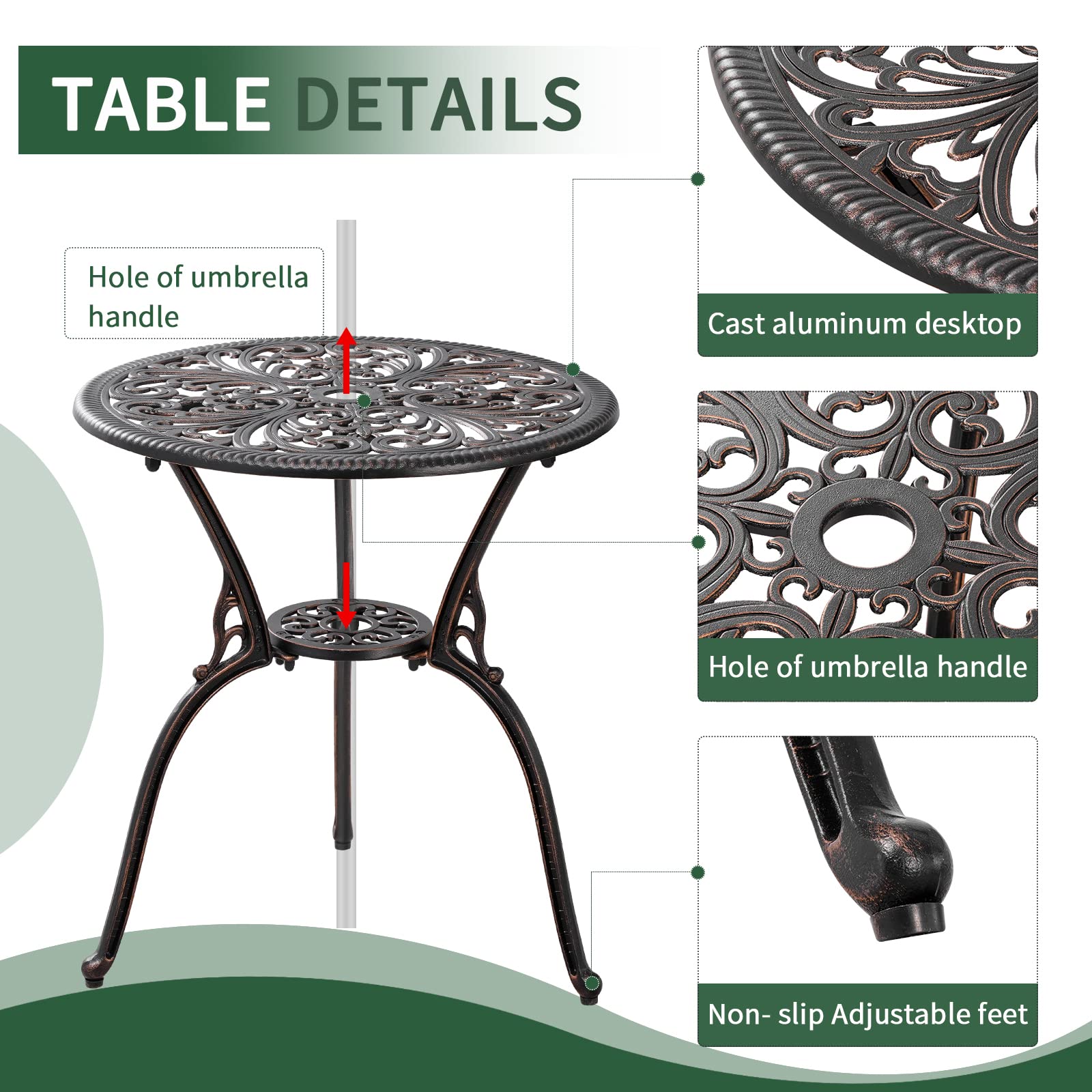 Snapklik.com : Withniture 3 Piece Patio Set Outdoor Bistro Set,Cast ...