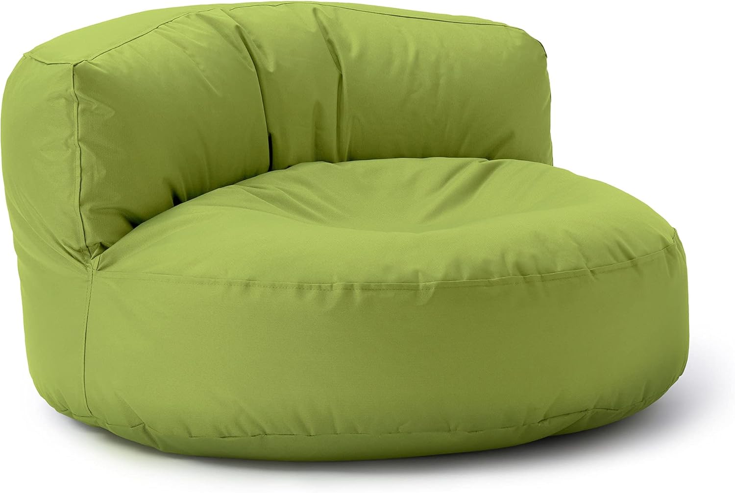 Lumaland Sofá Puff Redondo Grande 320l con Respaldo & Relleno Incluido - Sillón Relax Impermeable para Exterior - Mueble Ideal para Salón, Jardin y Terraza - 90 x 50 cm / Verde