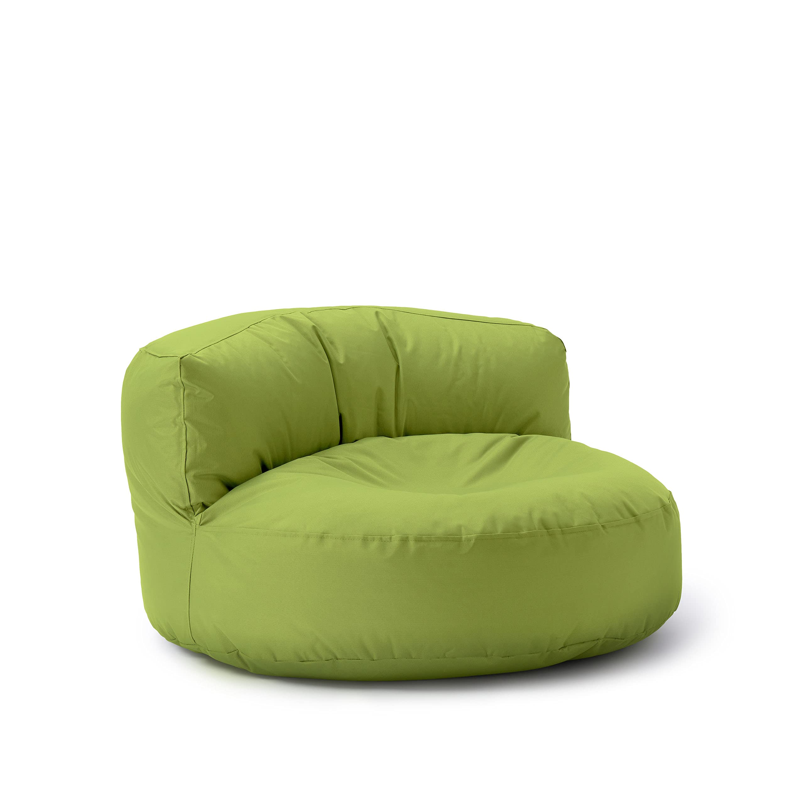 Lumaland Sofá Puff Redondo Grande 320l con Respaldo & Relleno Incluido - Sillón Relax Impermeable para Exterior - Mueble Ideal para Salón, Jardin y Terraza - 90 x 50 cm/Verde