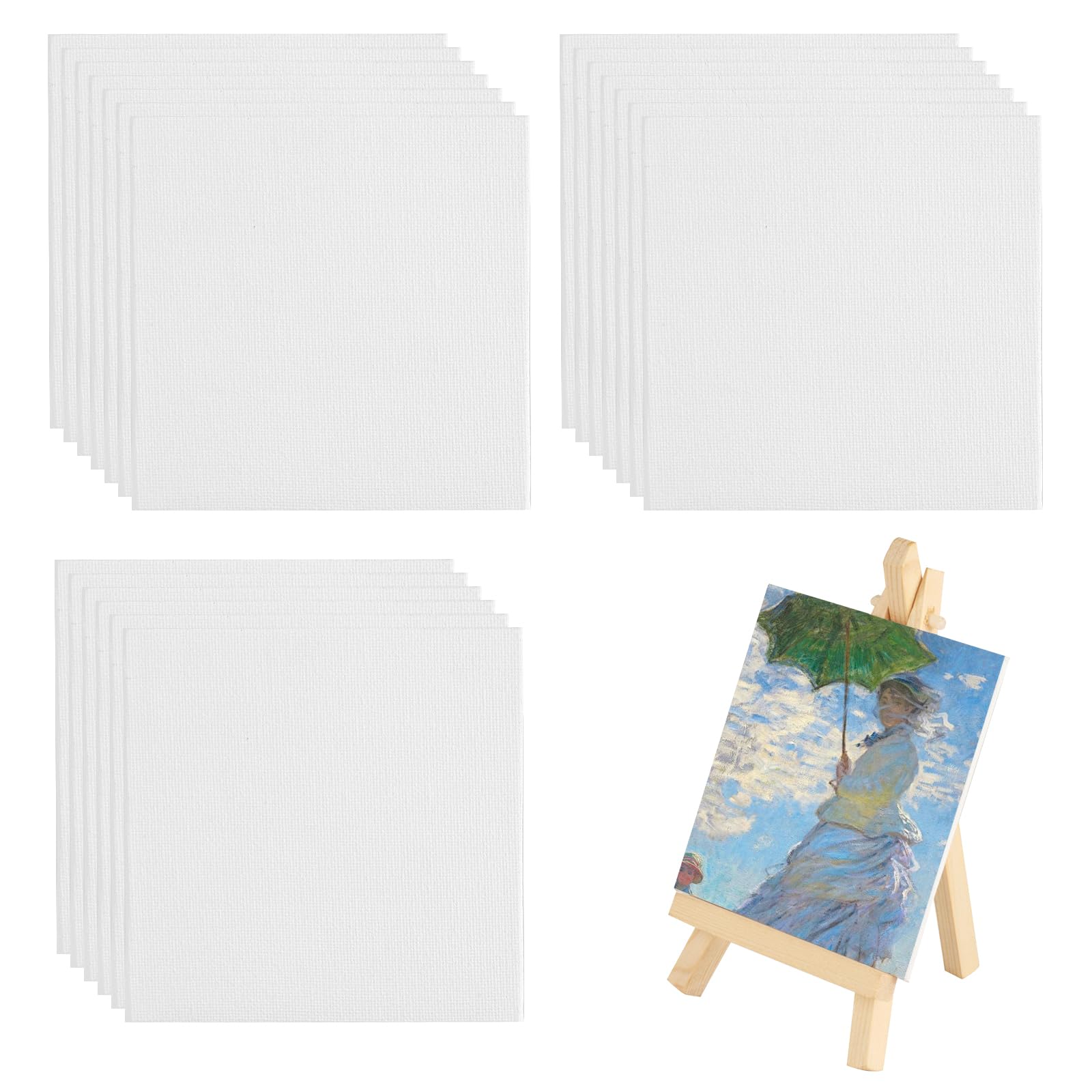 Set 20 mini tele vergini pittura 10x10 cm tela unita acquerello acrilico cavalletto