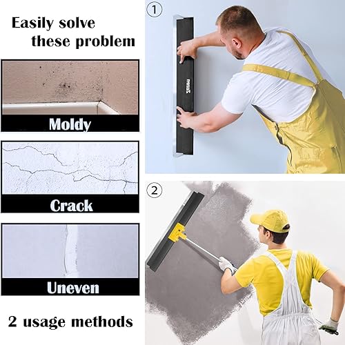 Miniatura 5 de Zozen Juego de cuchillas de desnatado para paneles de yeso, hoja de raspado de 10 + 24 pulgadas + 32 pulgadas con mango de extensión, incluye