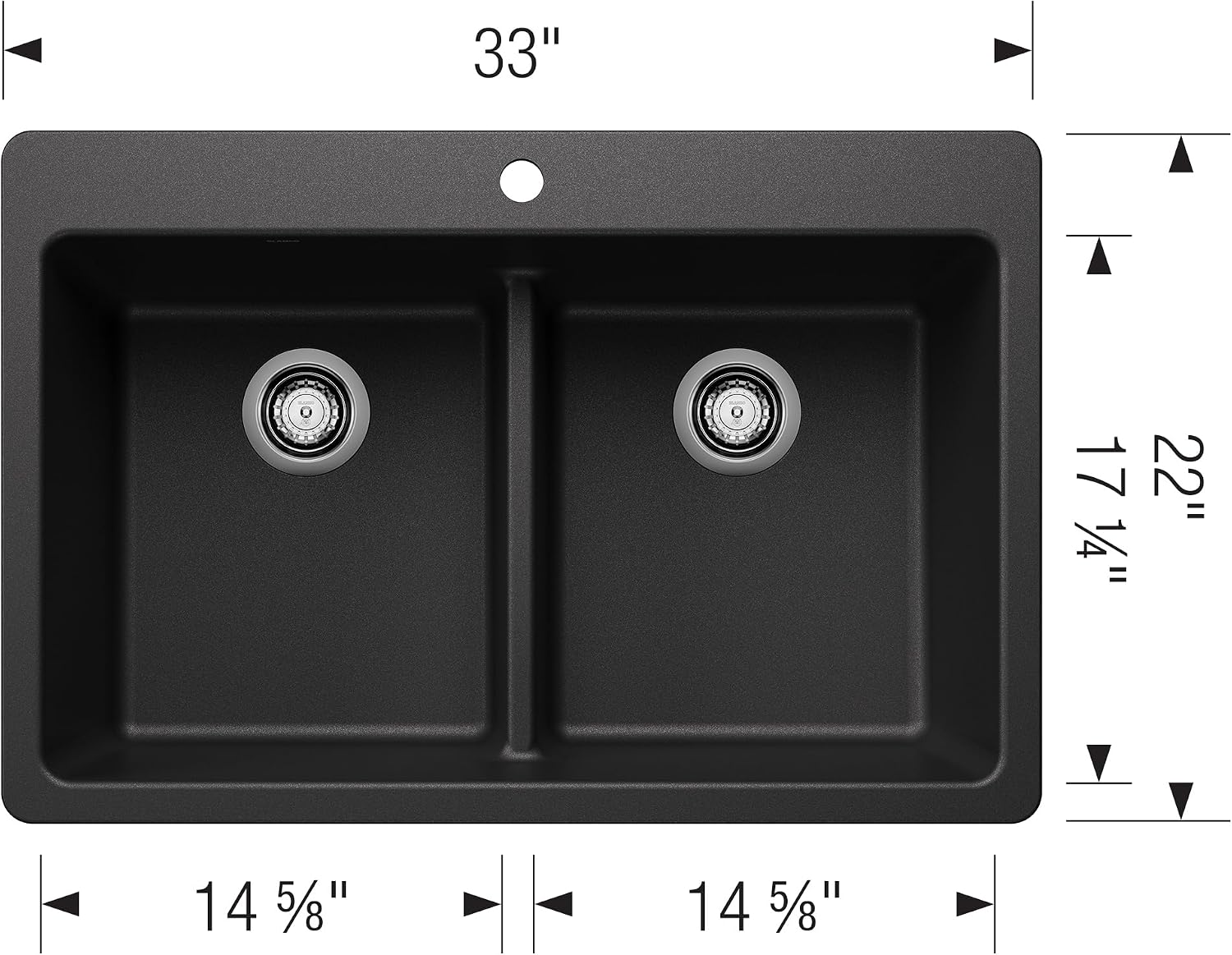 BLANCO 443203 Liven SILGRANIT 50/50 Double Bowl Drop-In/Undermount Kitchen Sink with Low Divide - Anthracite