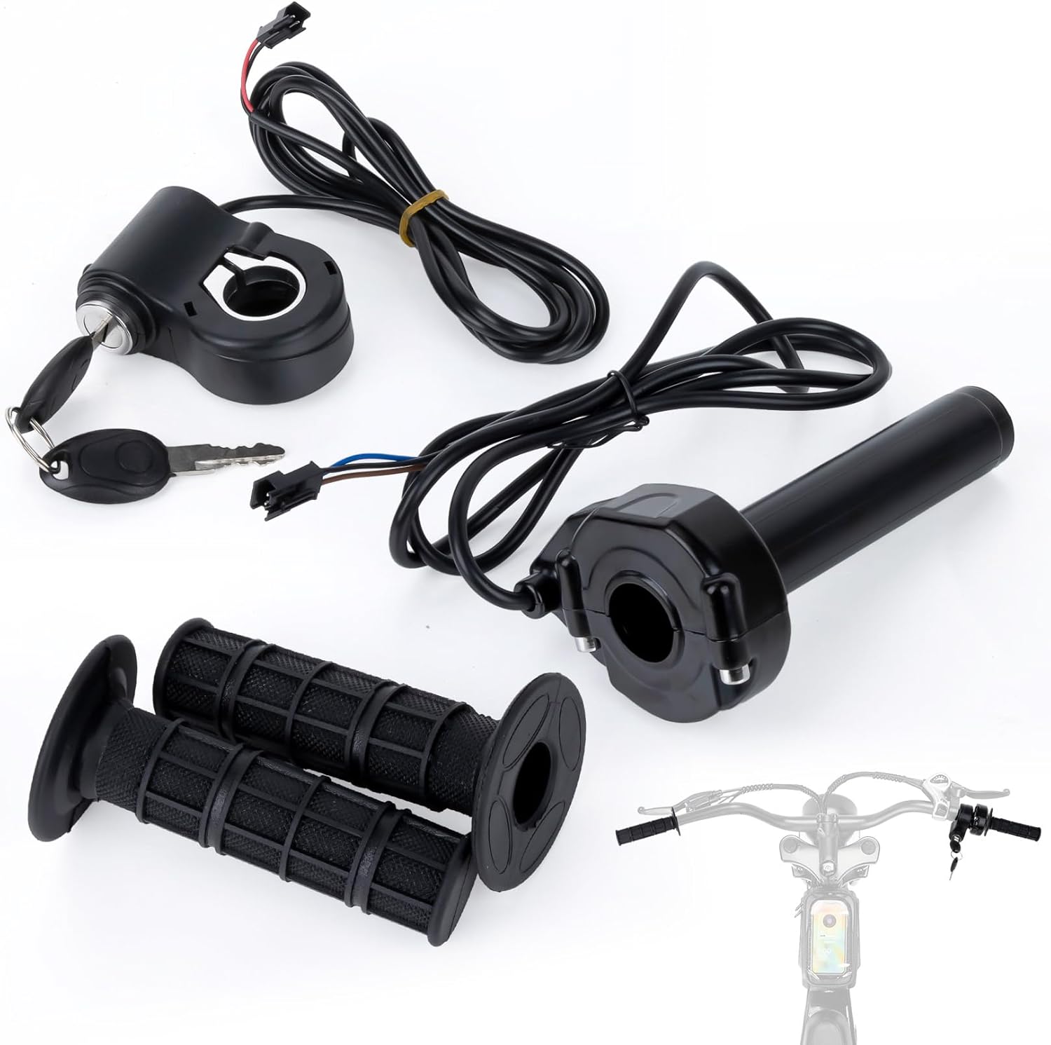 Full Twist Throttle with Rolling Bearing, PSLER Full Twist Throttle with Key Ignition for Ridstar Q20 Ebike Full Twist Throttle Grip
