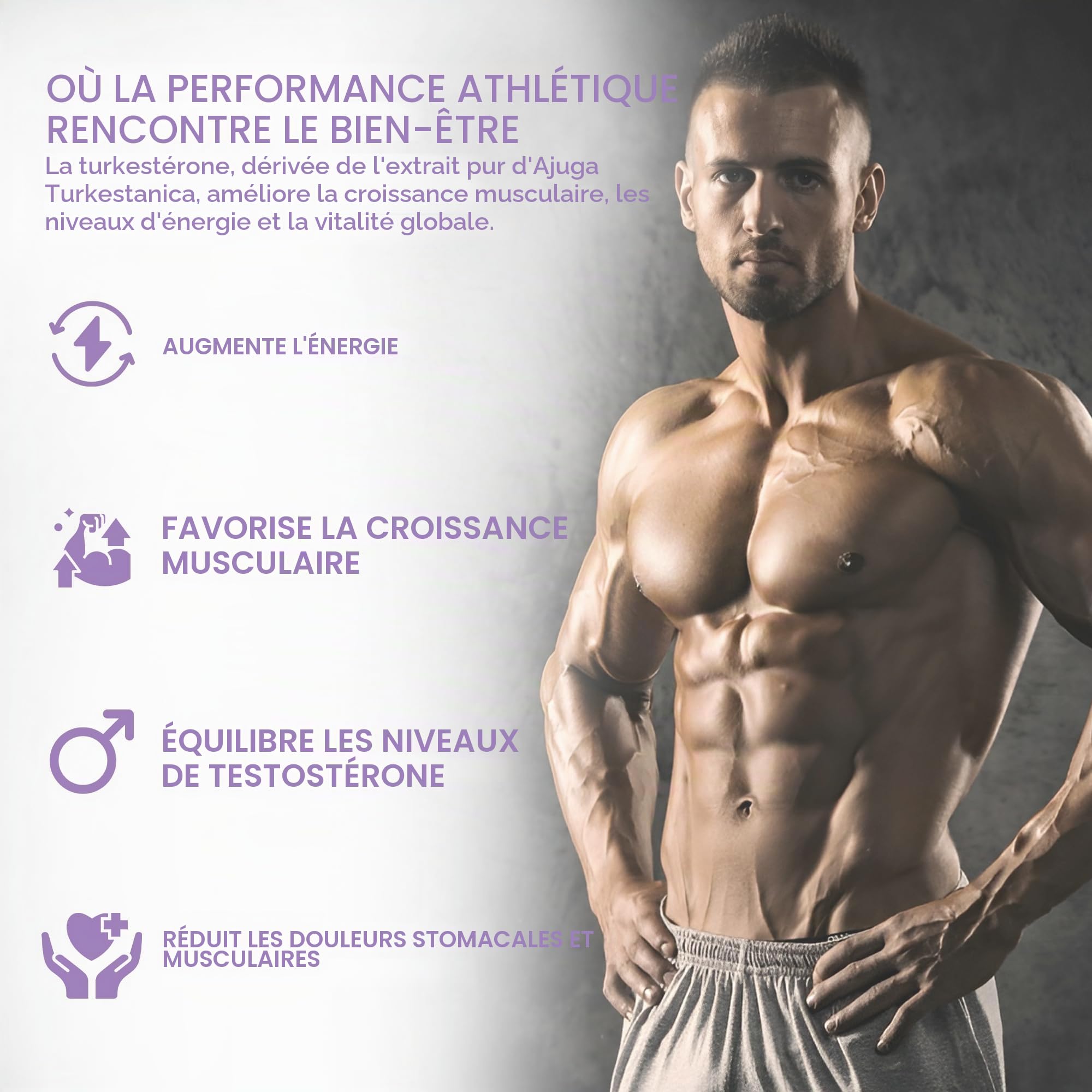 Turkesterone | 5,000mg Equivalent | 50mg Turkesterone per Capsule (10% Standardised) | 500mg 10:1 Ajuga Turkestanica Extract | 60 Vegan Capsules | GMP & Testé en Laboratoire Indépendant
