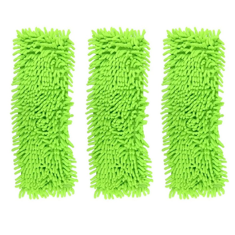 Accessotech X3 Replacement Mop Heads Green Extendable Microfibre Floor Mop Cleaner Sweeper Wooden Laminate Tile Wet Dry (X3 Replacement Mop Heads Green)