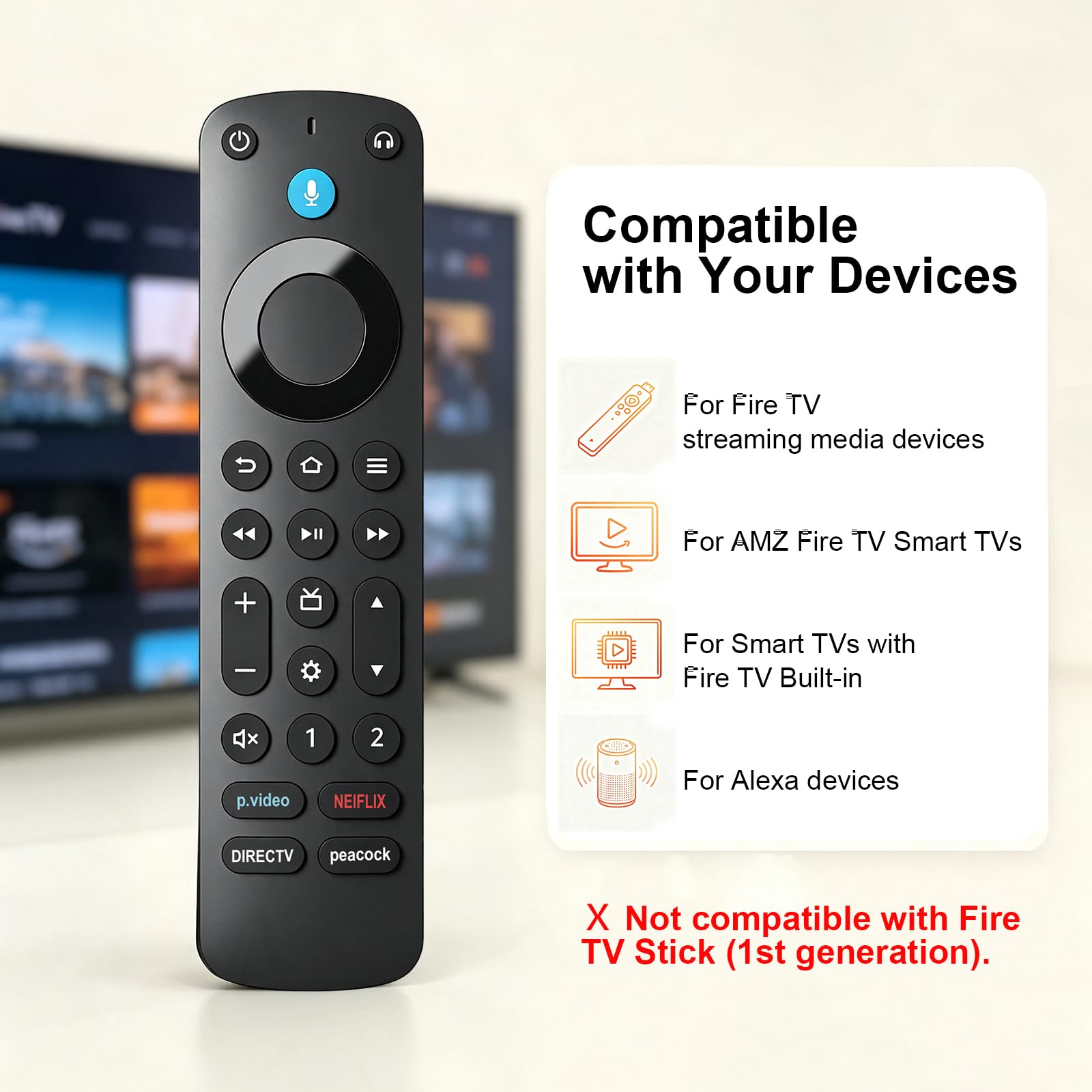 Gvirtue Sostituzione vocale compatibile con F-ire TV Alexa Voice Remote Pro