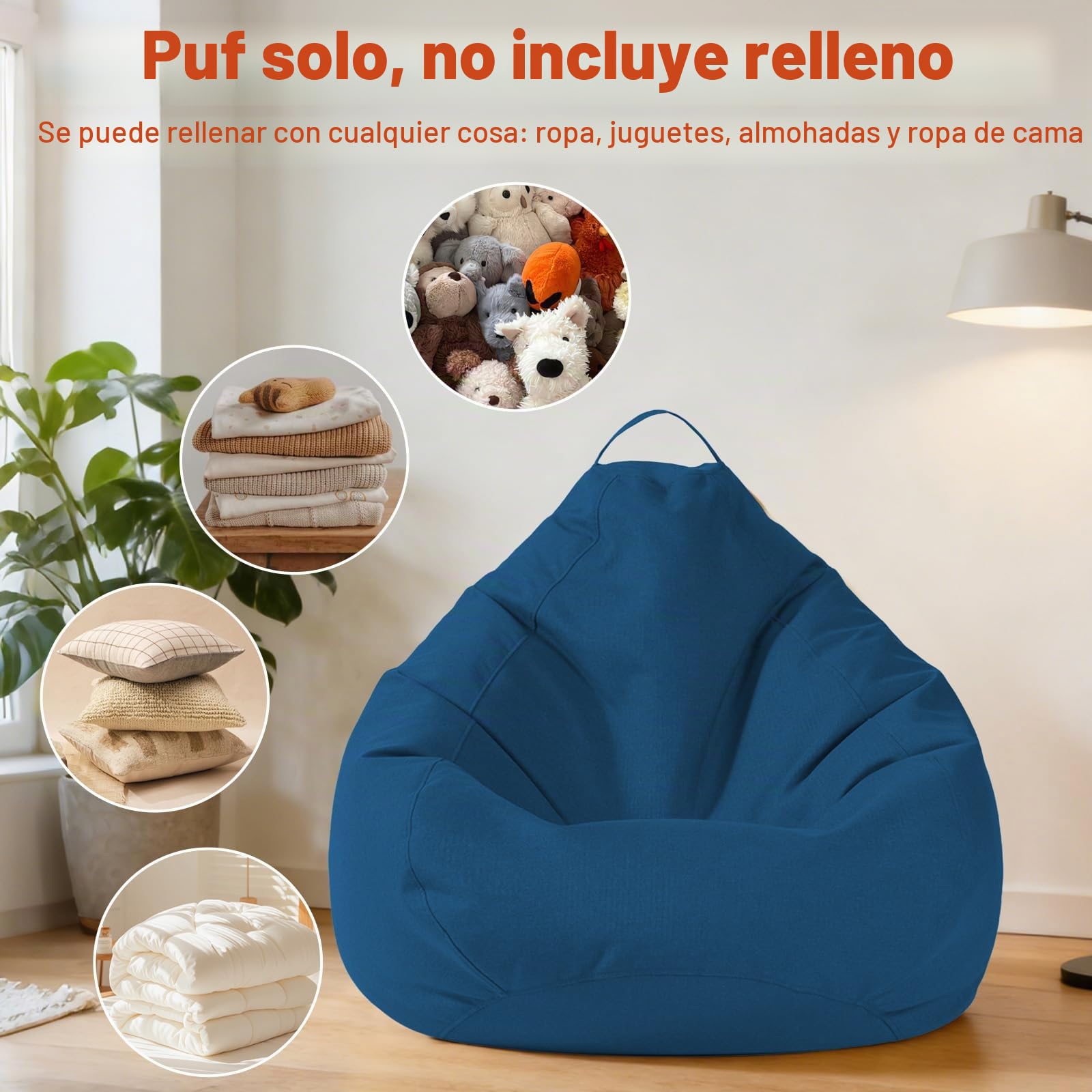 Puff Salon, Puffs Sin Relleno, Puff Sillon De Algodón y Lino, Puf Ideal para Dormitorios, Salas de Juegos, Salones y Terrazas