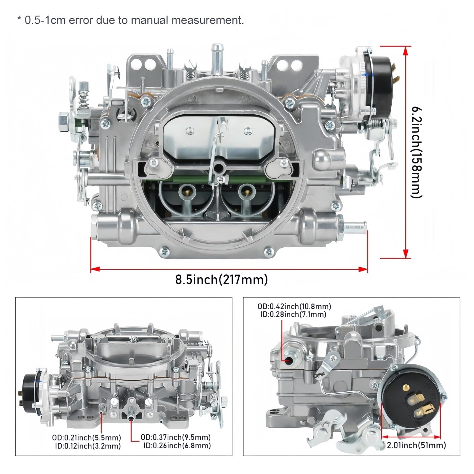 Vergaser Vergaser-Reparatursatz für Edelbrock 1407 Performer 500CFM Marine Square Bore Manual