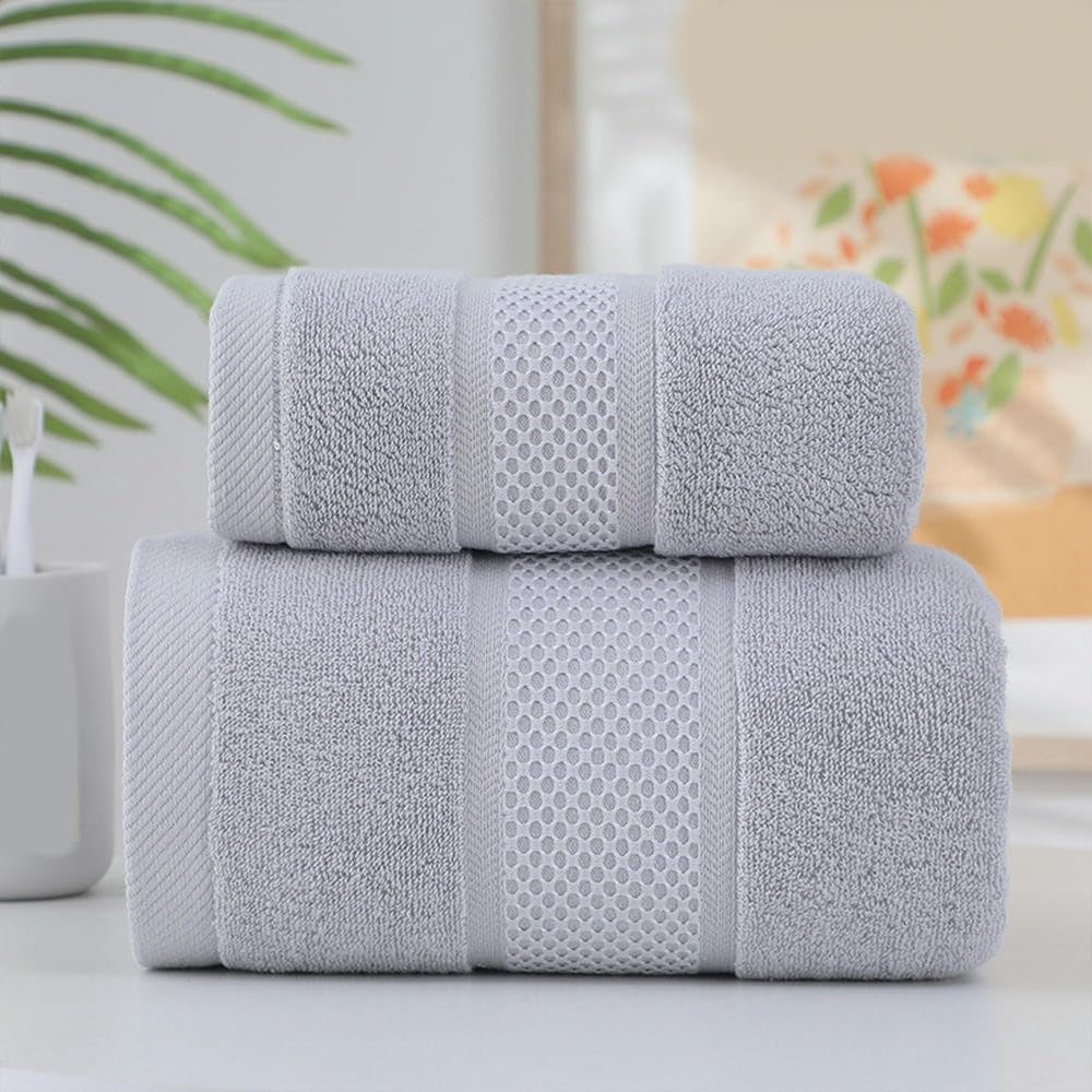 Serviette de bain en coton uni épais gris pour éliminer la sensation de froid