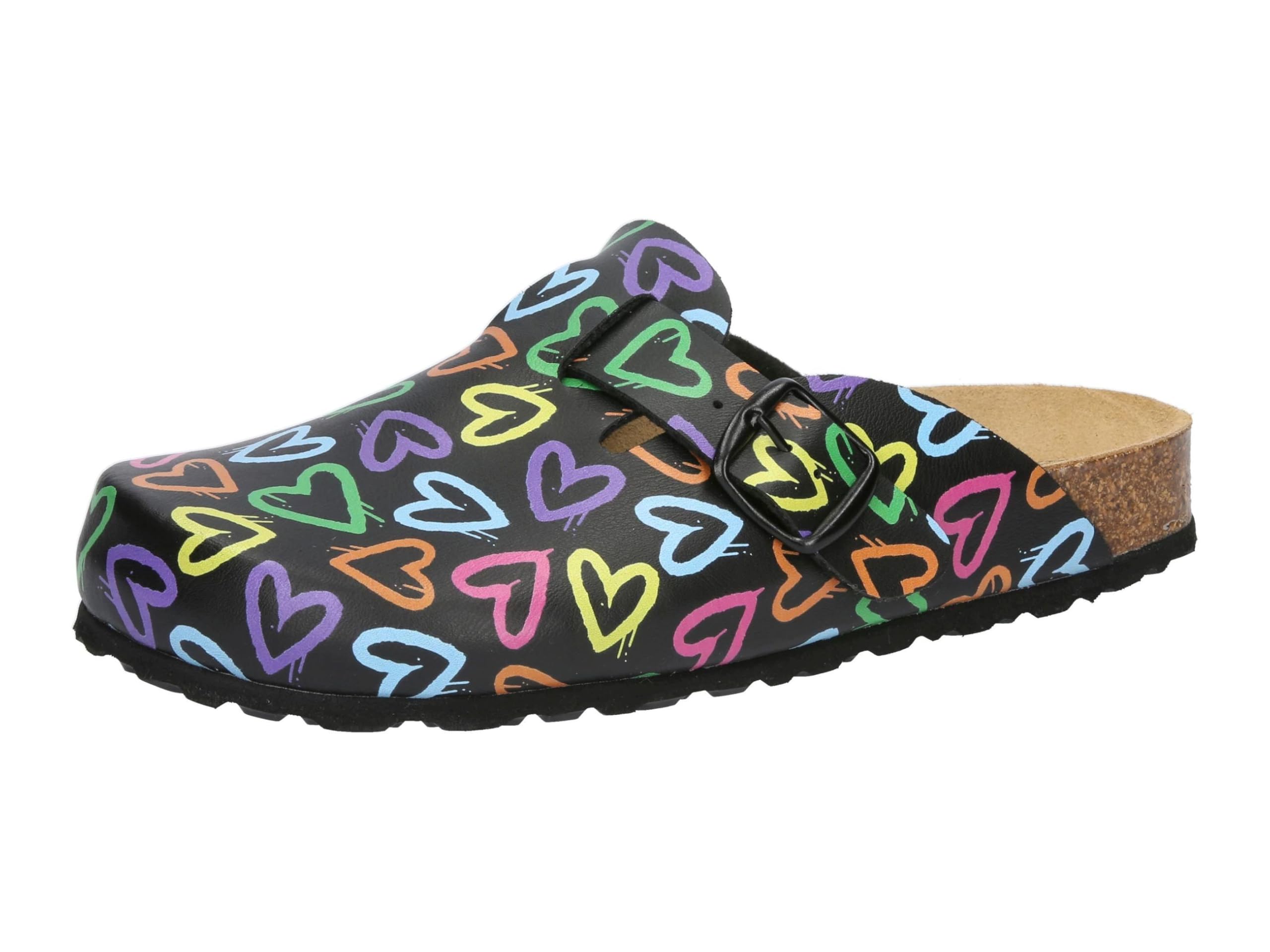 Lico Women's Bioline Clog Print Mules, Black, 9.5 UK