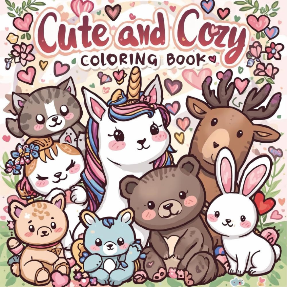 Cute and Cozy: Adorable Animals in Love – A Bold and Easy Coloring Book for Relaxation, Stress Relief, and Cozy Moments for Kids, Teens, and Adults