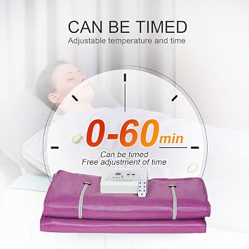 Infrared Sauna Blanket, 2 Zones Sauna Blanket for Home Use, Portable Design for Relaxation and Higher Detoxification, Timer Control, 180 x 80 cm