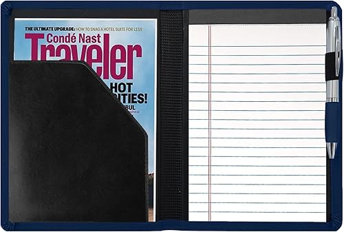 Miniatura 2 de Lcjtop Padfolio - Carpeta organizadora de documentos A5 con bloc de notas forrado recargable, tamaño junior, para hombres y mujeres, color azul