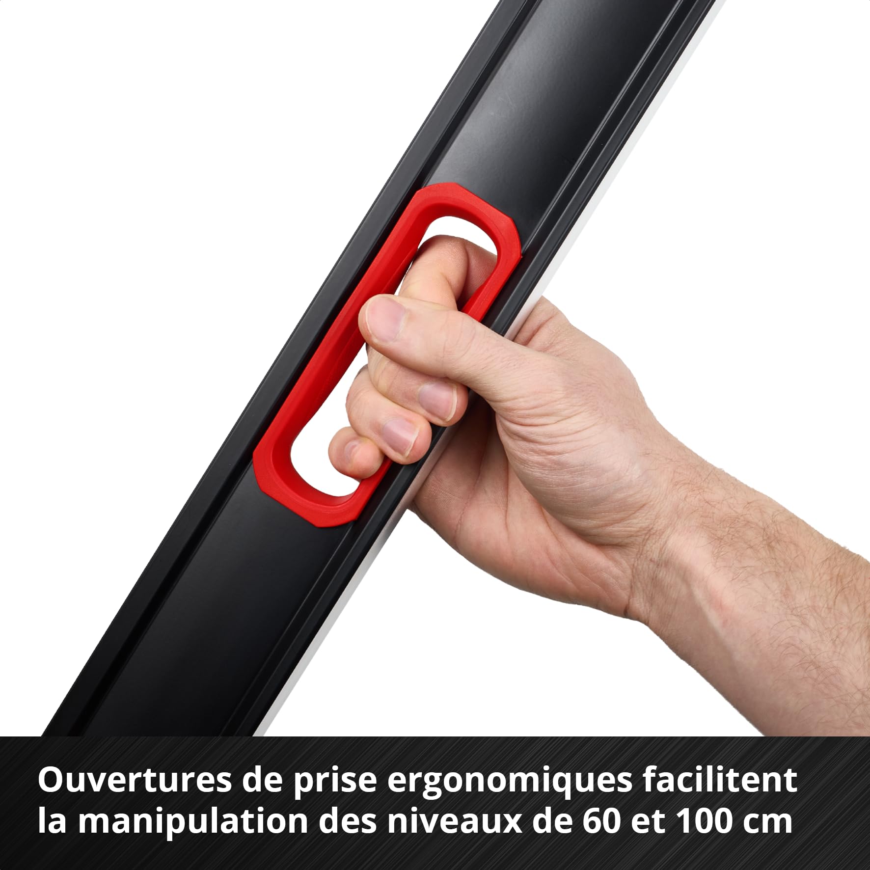 Einhell set de niveaux à bulle professionnel, 3 pièces (40/60 / 100 cm, 3 fioles, précision +/- 0,5 mm, profilé aluminium, embouts caoutchouc, sac de transport)