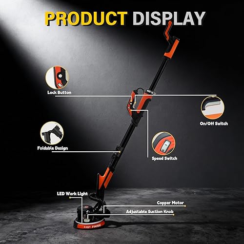 Miniatura 7 de Lijadora eléctrica para paneles de yeso con colección de polvo al vacío, potente herramienta de eliminación de techo de palomitas de maíz de 780 W