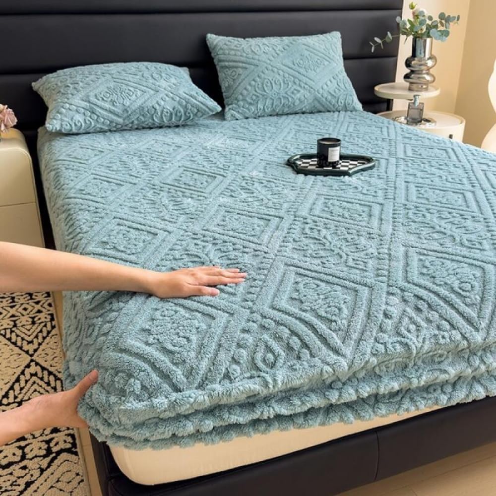 Elastic Bed Sheets, Elastic Bed Sheets Queen Size & Mattress Protector with 360° Encasement, Non-Slip Luxury Bedding-Grey||Pillowcase*1