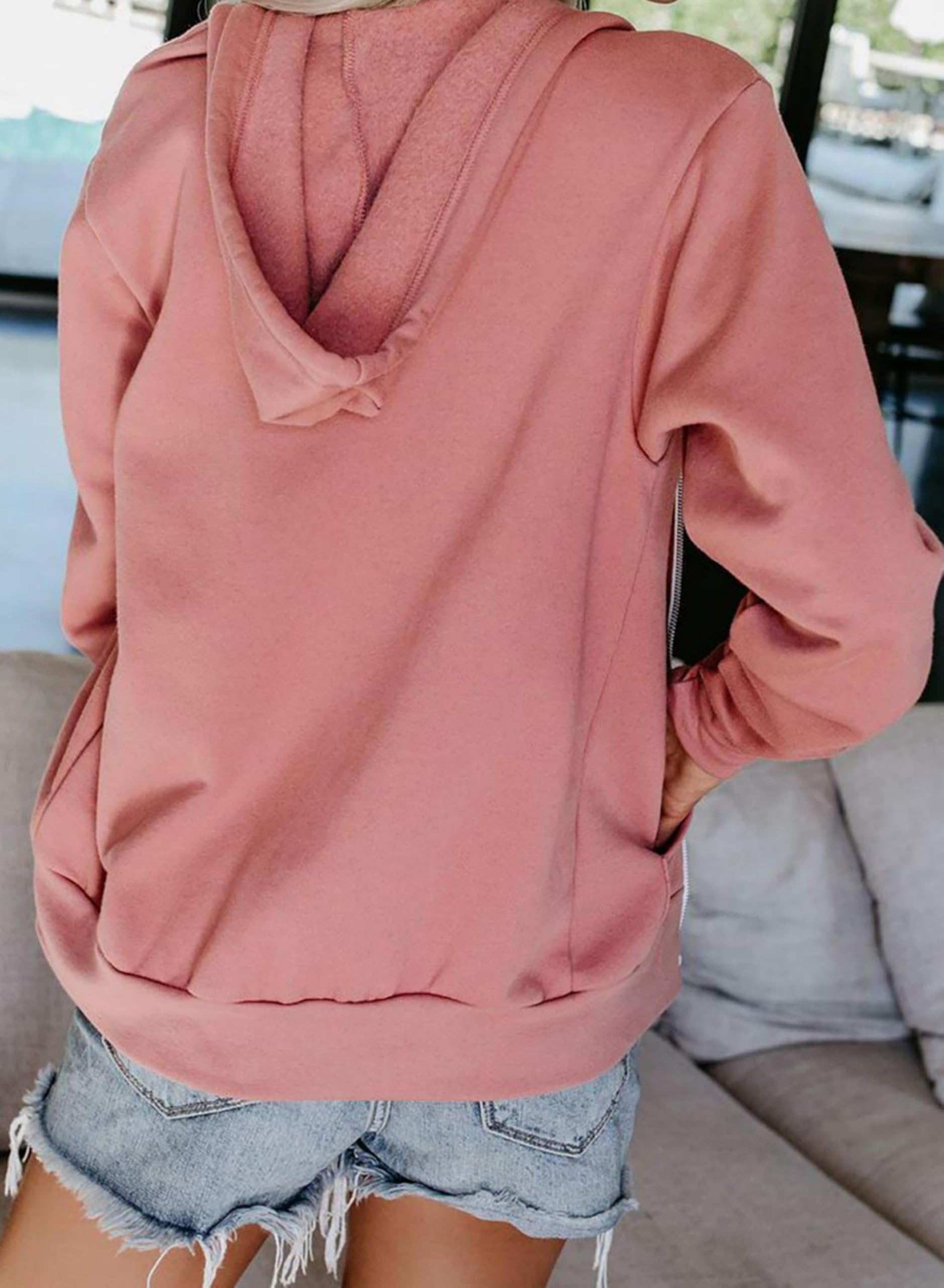 Jhsnjnr Sweat à capuche pour femme - Manches longues - Fermeture éclair - Veste polaire de sport