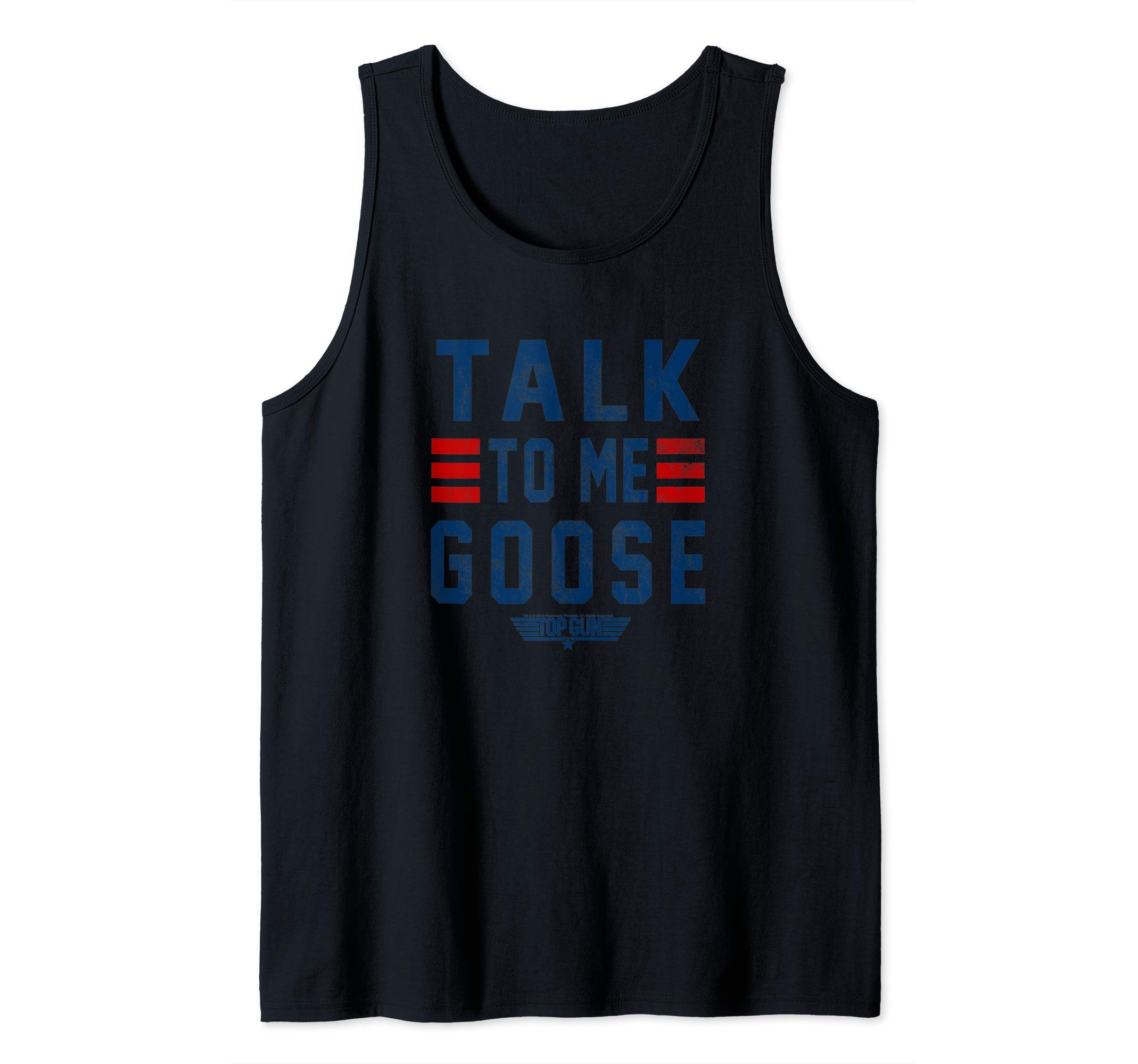 Top GunTalk To Me Goose Distressed Text Tank Top