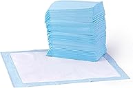 Amazon Basics Dog and Puppy Pee Pads, 5-Layer Leak-Proof Super Absorbent, Quick-Dry Surface, Potty Training, Regular (22x22"), 50 Count, Blue & White