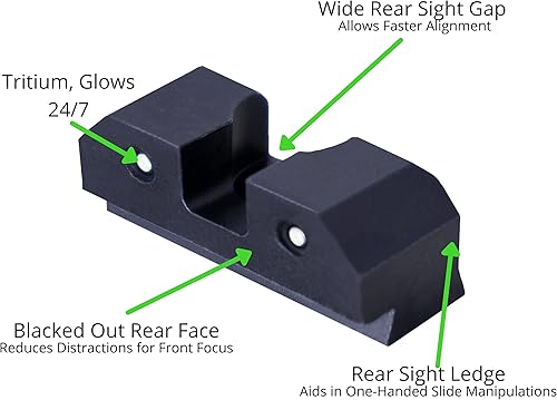 Miniatura 4 de XS SIGHTS R3D Tritium Night Sight para Glocks Gen 1-5 y Tauro, tritio delantero y trasero que brilla en la oscuridad para aplicaciones tácticas