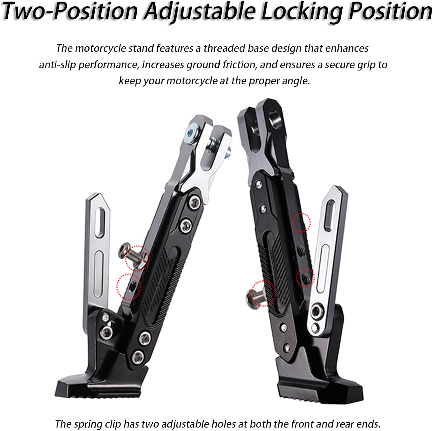 Motorcycle Kickstand for BMW R1250R R1250RS R 1250 R RS, Universal Aluminum Side Stand with Anti-Slip Widened Base, Height Adjustable Motorcycle Stand Support,C Red