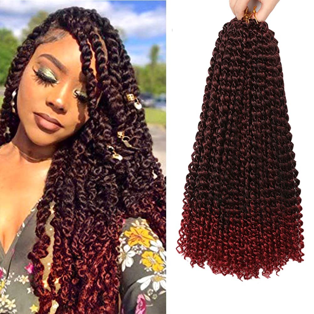 ShowCoco Passion Twist Hair Water Wave Crochet Hair For Black Women 18 Inch 6 Packs Passion Twist Crochet Hair Braids Synthetic Hair Extension(18 Inch