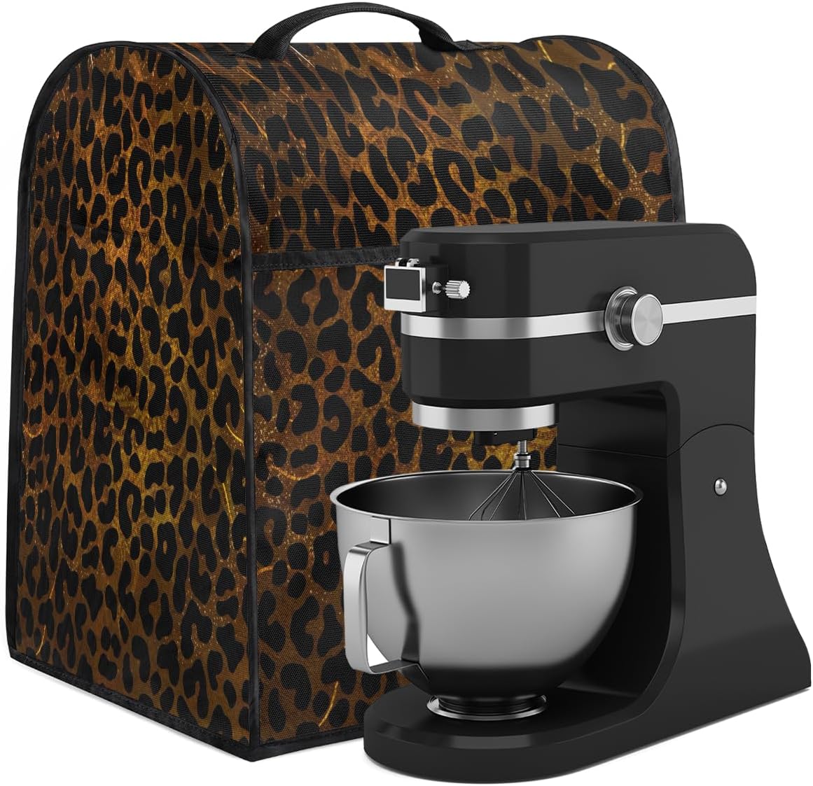 Kitchen Aid Mixer Cover Compatible with 6-8 Quarts Brown Cheetah Leopard Print Stand Mixer Cover Red Flower Dust Cover with Zipper Pocket Kitchen Aid Mixer Accessories Kitchen Appliance Organizer Bag