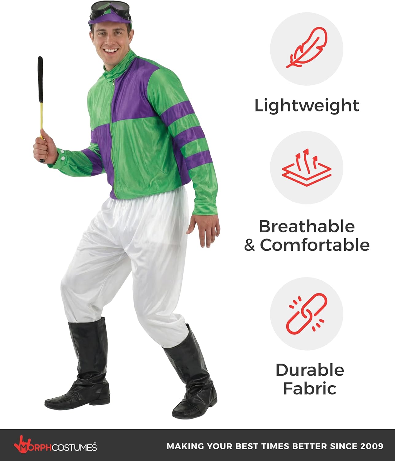fun shack Horse Jockey Costume for Men, Adult Jockey Halloween Outfit, Equestrian Theme Dress-Up, Race Day Attire