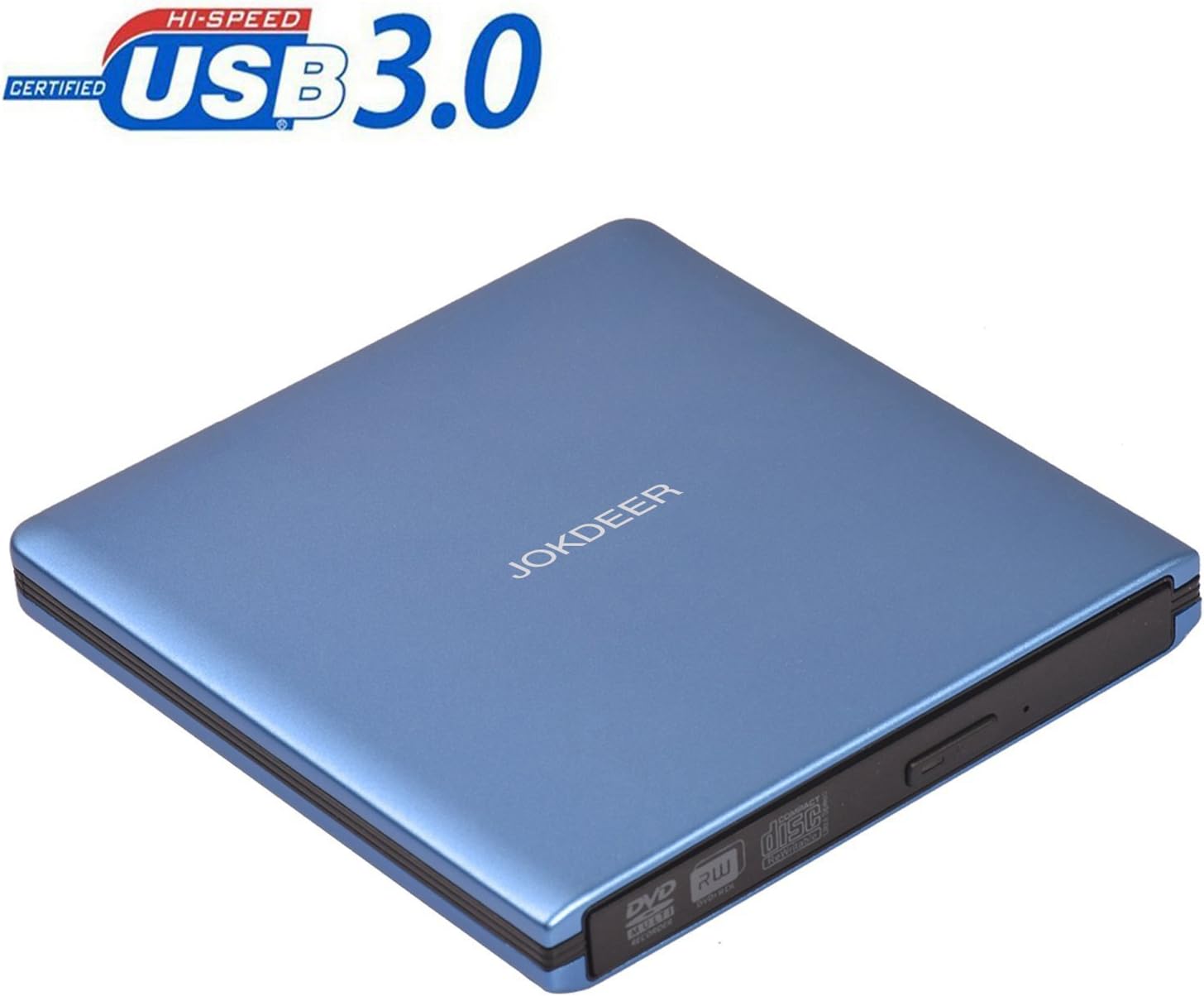 External DVD Drive,USB 3.0 CD/DVD RW Rewriter Burner All-aluminum Ultra Slim Portable DVD Burner for Laptop and Desktop PC Windows and Linux OS Apple Mac Macbook Pro（Sky blue)