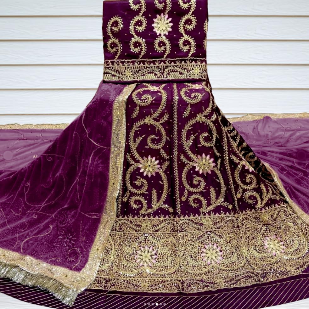 Image of Heavy Embroidery Work Semi Stitched Shimmer Silk Designer Rajputi Poshak For Women Rajasthani Lehenga Choli