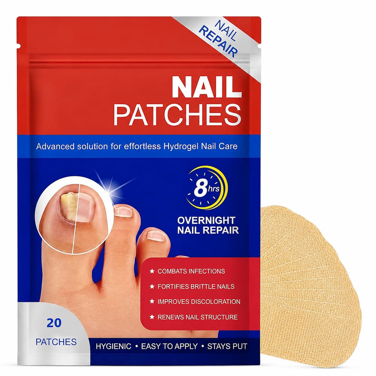 Advanced Fungal Nail Patch Treatment – 60 Antifungal Nail Repair Patches for Toenail & Fingernail Care, Overnight Nail Recovery, Helps Improve Damaged, Thick & Discolored Nails, Easy Daily Use (60)-picture-28