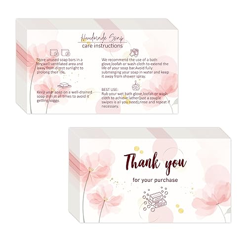 YHNTGB 240 tarjetas de cuidado de jabón hechas a mano, guía de cuidado del jabón, tarjeta de barra e instrucciones para fabricantes de jabón,