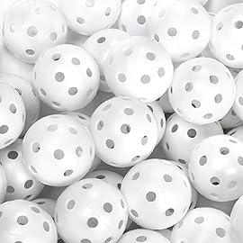 Faswin 100 Pack Practice Golf Balls, Plastic Golf Training Balls 41mm Hollow Airflow Golf Balls for Driving Range, Swing Practice, Indoor Outdoor Use, White